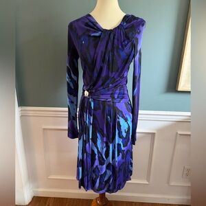 Versace Collection Vibrant Purple and Blue Long Sleeve Dress